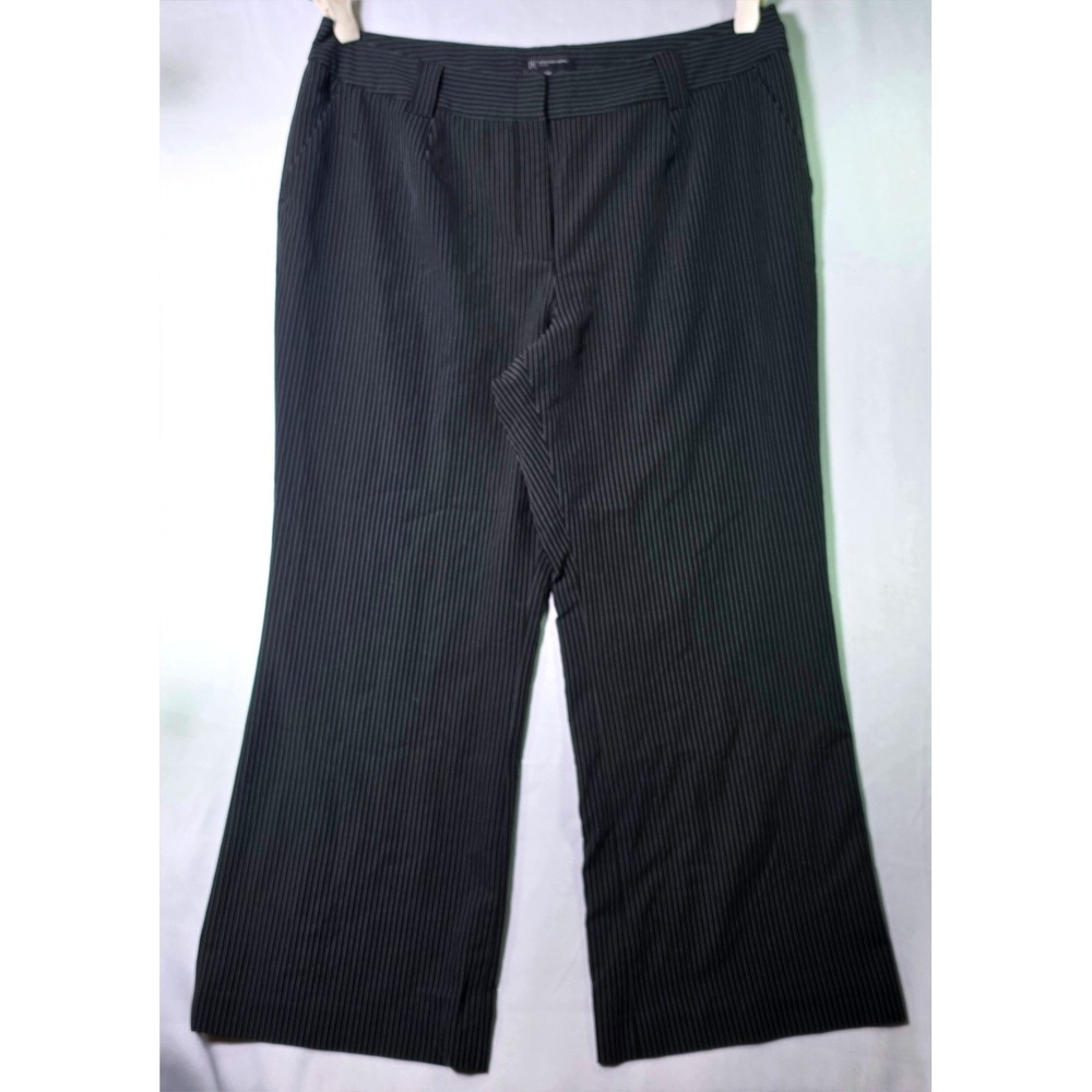 INC International Concepts Black Pinstripe Wide Leg Dress Pants Plus Size 20W